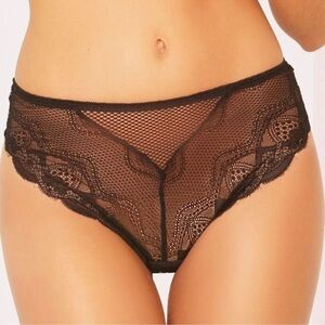 Seven TIL Midnight Lace Net High waisted Thong Keyhole Back Black L XL 1/2X 3/4X